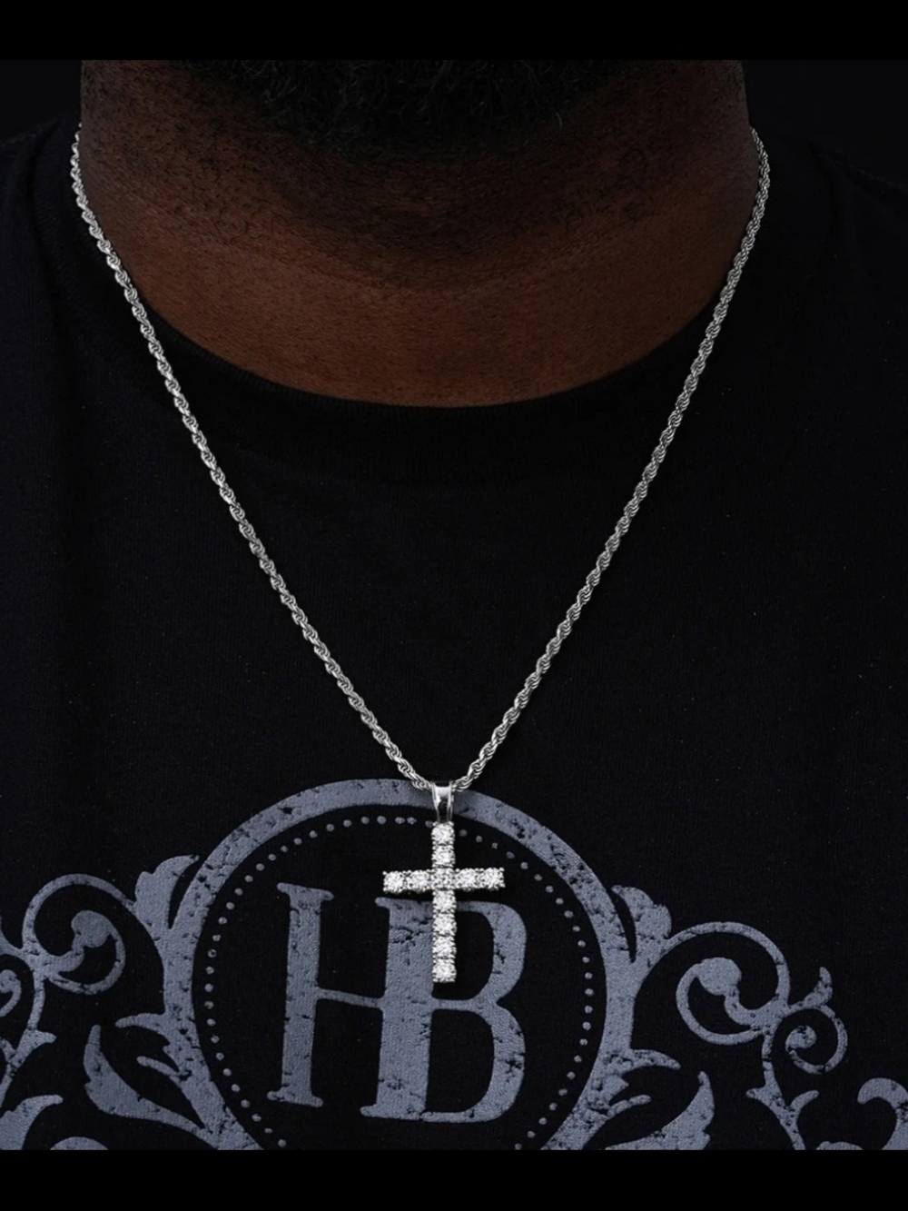 MOISSANITE Iced Out Tennis Cross Pendant 925 Silver NEW - Picture 11 of 12
